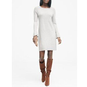Banana Republic Cashmere Wool Blend Bell Sleeve Sweater Dress Light Gray, Large
